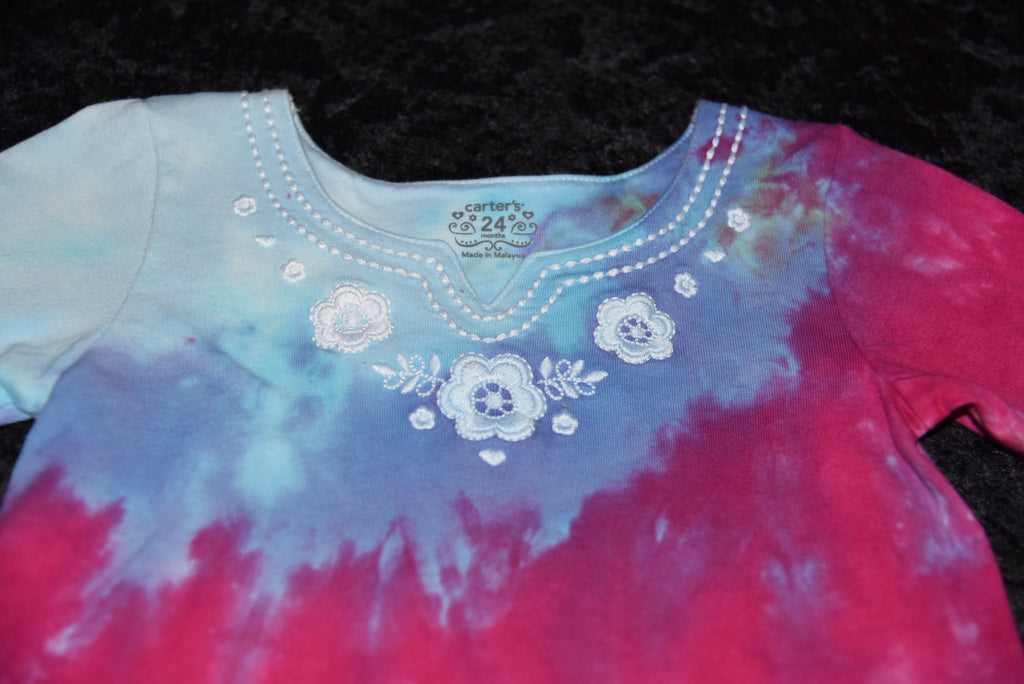 24mo Bell-sleeved Shirt - Blue, Purple, Pink, Orange