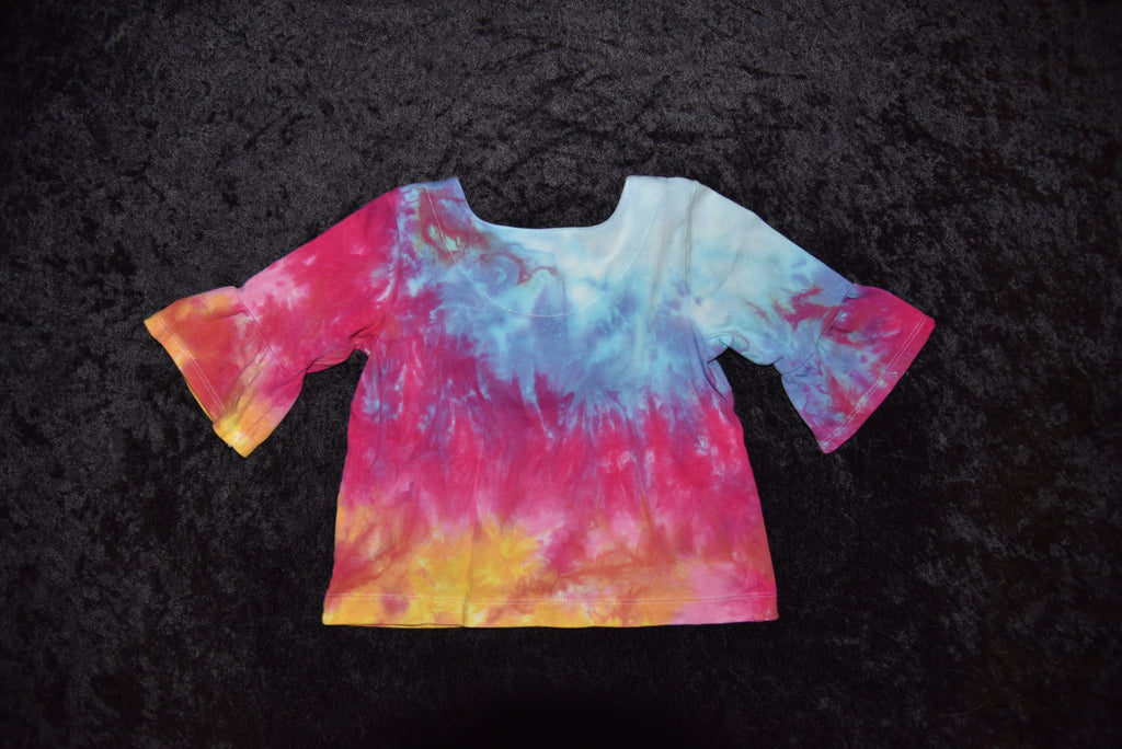 24mo Bell-sleeved Shirt - Blue, Purple, Pink, Orange