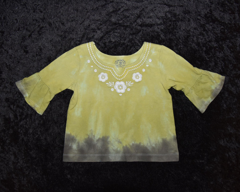 18mo Bell-sleeved Shirt - Green and Brown