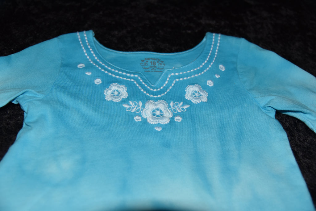 18mo Bell-sleeved Shirt - Turquoise Blue