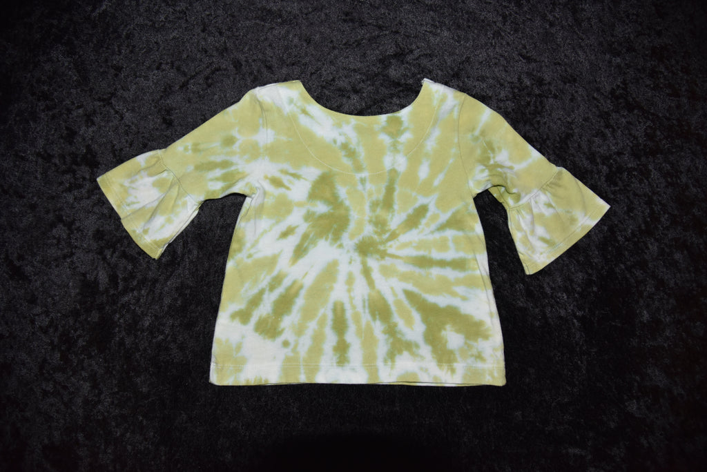 12mo Bell-sleeved Shirt - Green Spiral