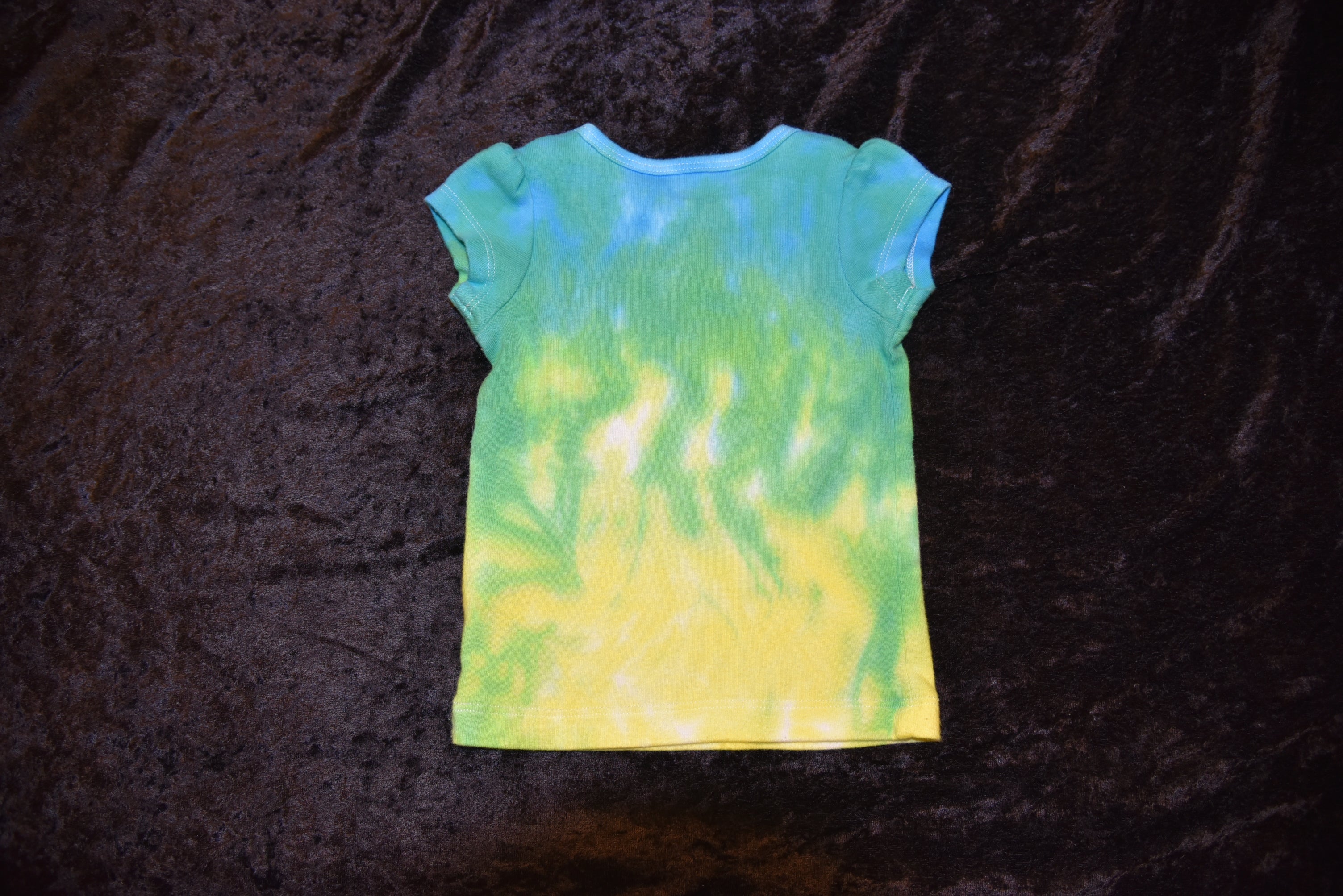 9mo. Gold Flower applique shirt - Blue, Green, Yellow