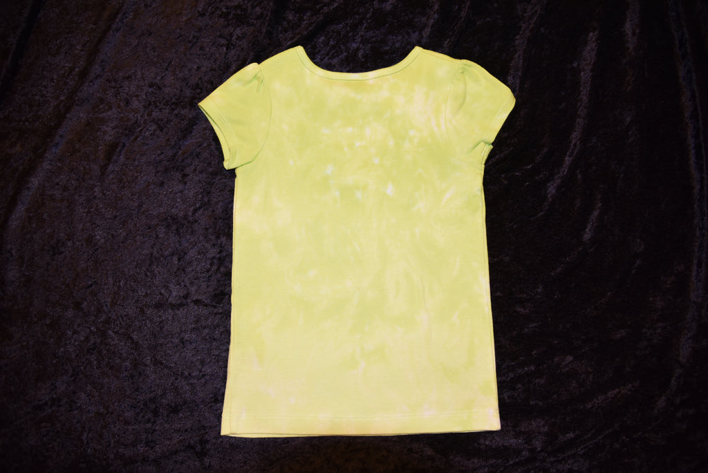 Youth Size 6 Gold-Sparkle Flower shirt - Lime Green