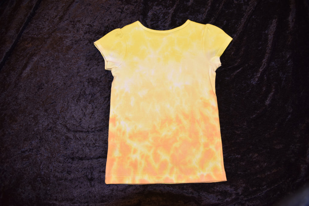 Youth Size 6 Gold-Sparkle Flower shirt - Yellow & Orange