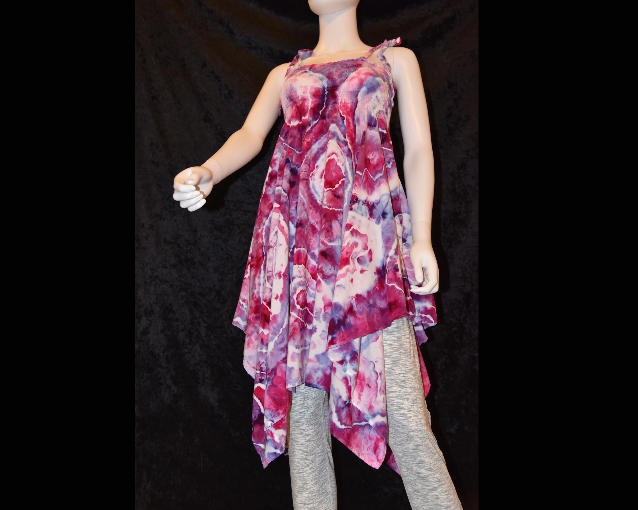 L - Women's Festival Skirt/Dress - Pink Purple Geode