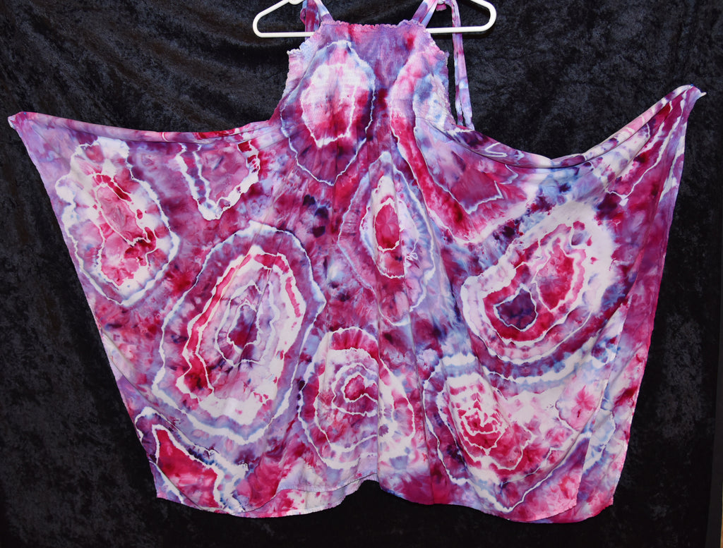 L - Women's Festival Skirt/Dress - Pink Purple Geode
