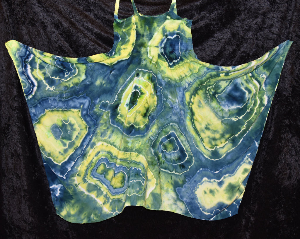M - Women's Festival Skirt/Dress - Blue Green Geode Pattern